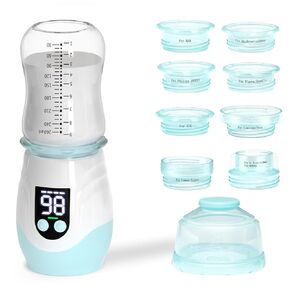 Portable Bottle Warmer for Travel, Cordless Baby Bottle Warmer, Rechargeable Bottle Warmer with 8 Adapters, 1 Milk Powder Container, Compatible with Most Bottle, Fast Heating, White