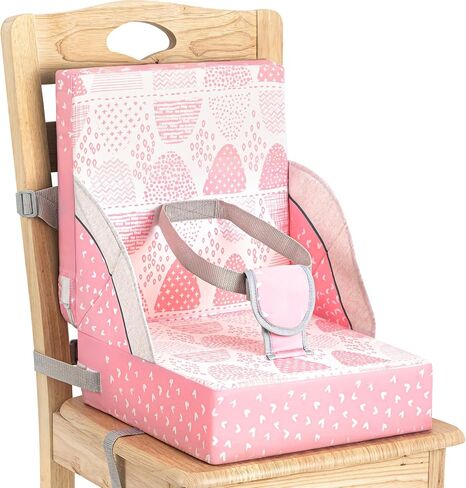 Toddler Booster Seat for Dining Table, Portable Travel Booster Seat, Adjustable Heightening Booster, Pink Toddler Cushion, Washable Chair Seat Pad Mat for Kids in Saudi Arabia
