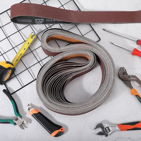 20 Pieces 2 x 72 Inch Metal Grinding Ceramic Sanding Belts Kit 80/120/150/240/400 Assorted Grits Sander Sanding Belt for Belt Sanders in Kuwait