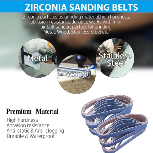 3/8 x 13 Inch Zirconia Sanding Belts, 36 Pack | 6 Each of 40/60/80/100/120/240 Grits, for Metal in Saudi Arabia