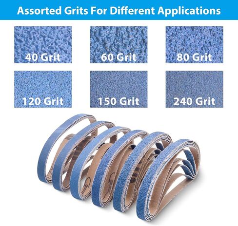 3/8 x 13 Inch Zirconia Sanding Belts, 36 Pack | 6 Each of 40/60/80/100/120/240 Grits, for Metal in Saudi Arabia