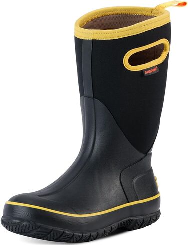 Showave Women's Rain Boots Mid Calf Waterproof Rubber Neoprene Boots with Easy Handles Mud Boots Outdoor Working Boots for Barn Garden Chore in Saudi Arabia