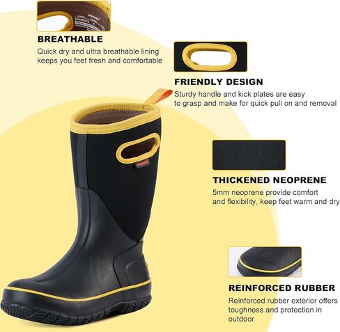 Showave Women's Rain Boots Mid Calf Waterproof Rubber Neoprene Boots with Easy Handles Mud Boots Outdoor Working Boots for Barn Garden Chore in Saudi Arabia