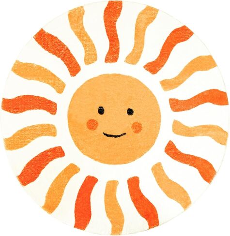 Kids Rug Boho Sun Play Mat 4Ft Round Sunshine Bedroom Carpet for Boys Girls Circle Nursery Mat Playroom Rug for Children Washable Sun Area Rug for Classroom Living Room Orange Yellow Rug in Saudi Arabia