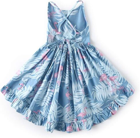 Toddler Vintage Floral Girls Dress Baby Backless Sundress Sleeveless Matching Outfits 5-6Y in Kuwait