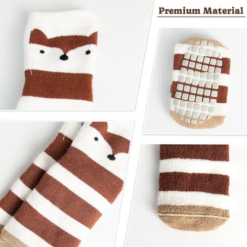 Non Slip Toddler Socks, Baby Socks with Grippers for Boys Girls, Thicken Warm Winter Socks for 0-5 Years 5 Pairs in Kuwait