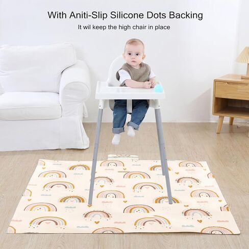 Insular Baby Splat Mat for Under High Chair/Arts/Crafts, Anti Slip and Waterproof Splash Mat for Floor, Portable Picnic Mat, 51x51 Inch, Rainbow in Saudi Arabia