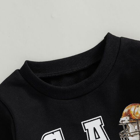 Honganda Kids Toddler Baby Girl Football Sweatshirt Long Sleeve Crewneck Rugby Game Day Pullover Tops Fall Winter Outfit 1-5T in Kuwait