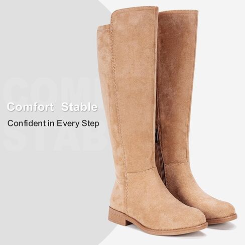 Vepose Women's 9662 Knee High Boots, Casual Tall Riding Boots Low Flat Heel, Comfortable and Inner Zipper. in Saudi Arabia
