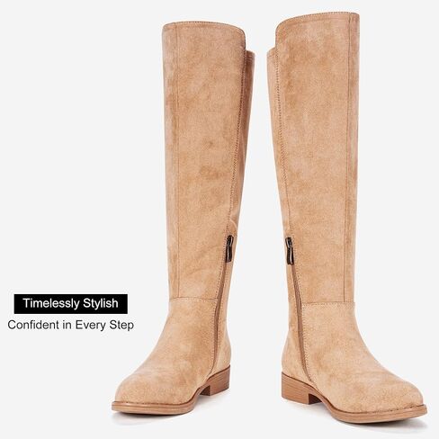 Vepose Women's 9662 Knee High Boots, Casual Tall Riding Boots Low Flat Heel, Comfortable and Inner Zipper. in Saudi Arabia