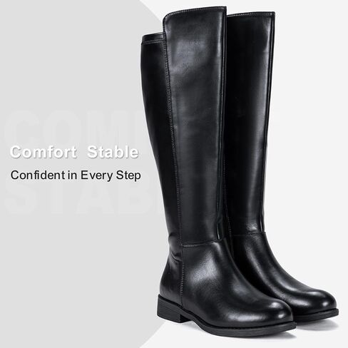 Vepose Women's 9662 Knee High Boots, Casual Tall Riding Boots Low Flat Heel, Comfortable and Inner Zipper. in Saudi Arabia