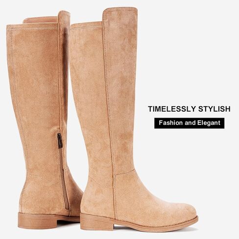 Vepose Women's 9662 Knee High Boots, Casual Tall Riding Boots Low Flat Heel, Comfortable and Inner Zipper. in Saudi Arabia