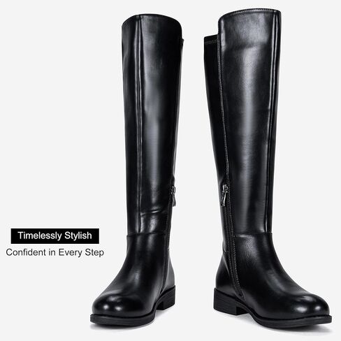 Vepose Women's 9662 Knee High Boots, Casual Tall Riding Boots Low Flat Heel, Comfortable and Inner Zipper. in Saudi Arabia