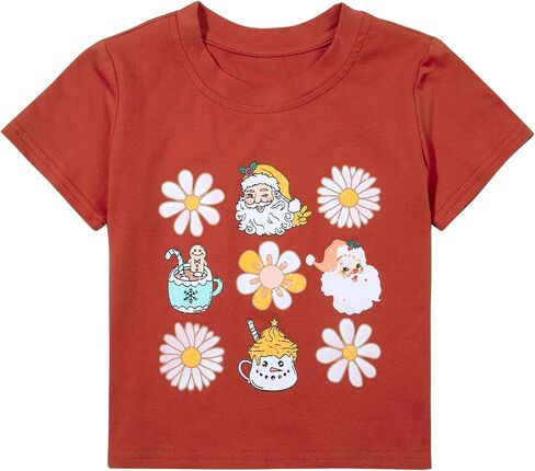 Toddler Girls Boys Christmas Shirt Funny Xmas Santa Claus Shirts Crewneck Short Sleeve Tops Fall Winter Outfits in Saudi Arabia