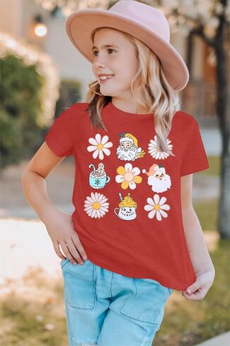 Toddler Girls Boys Christmas Shirt Funny Xmas Santa Claus Shirts Crewneck Short Sleeve Tops Fall Winter Outfits in Saudi Arabia