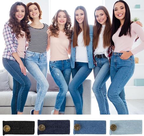 4 قطع من موسعات الخصر من الدينيم للرجال والنساء، موسعات الأزرار للجينز، موسع الجينز لسراويل الحمل، موسعات حزام الخصر القابلة للتعديل، موسع الأزرار للسراويل والجينز والسراويل والتنورة in Saudi Arabia