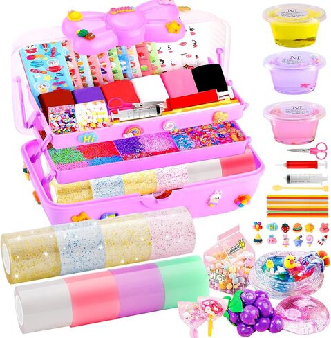Lokuc Nano Tape Bubble Kit for Kids, 19.7Ft Nano Tape with Box, Nano Tape Squishy Maker kit with Glitter, Clay, Beads, Stickers and Tutorials in Saudi Arabia