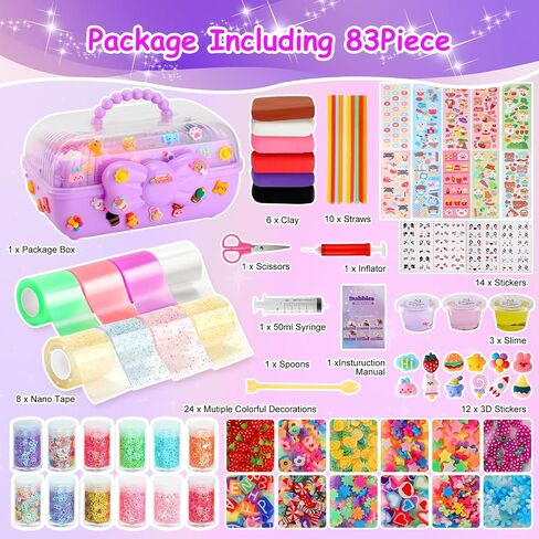 Lokuc Nano Tape Bubble Kit for Kids, 19.7Ft Nano Tape with Box, Nano Tape Squishy Maker kit with Glitter, Clay, Beads, Stickers and Tutorials in Saudi Arabia