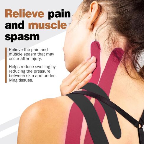 AZEN 3 Rolls Kinesiology Tape, 16.4 ft Waterproof Kinetic Tape for Joints Support and Muscle Pain Relief, Uncut Muscle Tape, Knee Tape, Athletic Tape - Black in Saudi Arabia