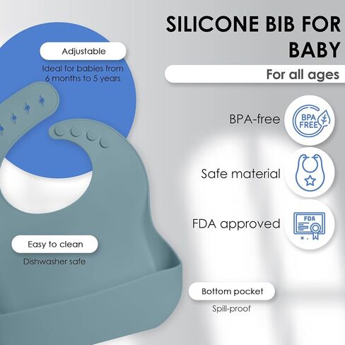 Bluet B- - Baby Led Weaning Supplies - Baby Spoons, Suction Bowl - Plate - Baby Utensils Set - Silicone Feeding Set for Baby First Foods - 8 pcs in Saudi Arabia