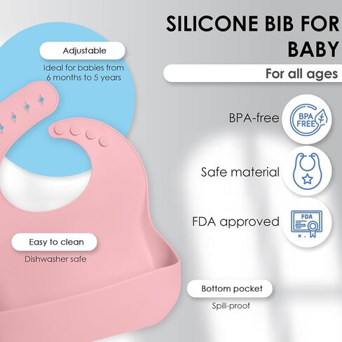Bluet B- - Baby Led Weaning Supplies - Baby Spoons, Suction Bowl - Plate - Baby Utensils Set - Silicone Feeding Set for Baby First Foods - 8 pcs in Saudi Arabia