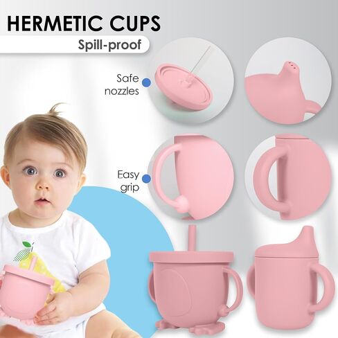 Bluet B- - Baby Led Weaning Supplies - Baby Spoons, Suction Bowl - Plate - Baby Utensils Set - Silicone Feeding Set for Baby First Foods - 8 pcs in Saudi Arabia