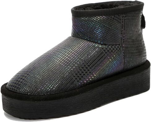 أحذية شتوية من جلد البقر الحقيقي للنساء، أحذية ثلج دافئة خفيفة الوزن للنساء مع بطانة من الفرو الصناعي in Kuwait