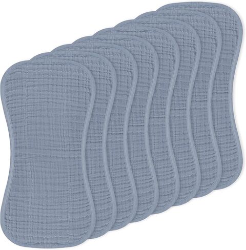 Muslin Baby Burp Washable Cloths Sets for Girl Boy Large, 8 Pack 100% Cotton Burp Clothes Absorbent Easy to Dry for Newborn Unisex 20 x 10 Inches(Grey) in Kuwait