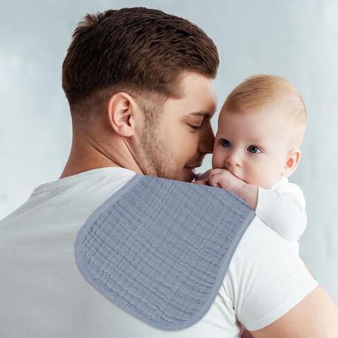 Muslin Baby Burp Washable Cloths Sets for Girl Boy Large, 8 Pack 100% Cotton Burp Clothes Absorbent Easy to Dry for Newborn Unisex 20 x 10 Inches(Grey) in Kuwait