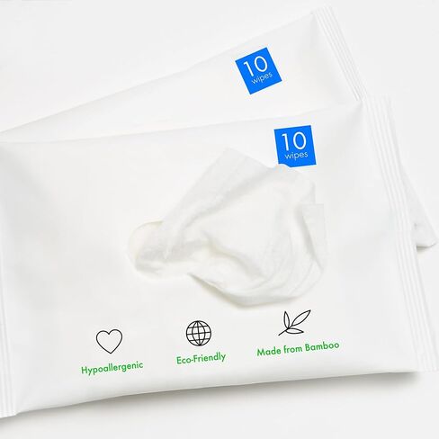 Believe Baby Wipes - bamboo makeup remover wipes - all natural facial wipes for sensitive skin - hypoallergenic unscented beauty wipes - oil and alcohol free face wipes - disposable, compostable, travel-size - 10pc x 10 packs (100ct) in Saudi Arabia