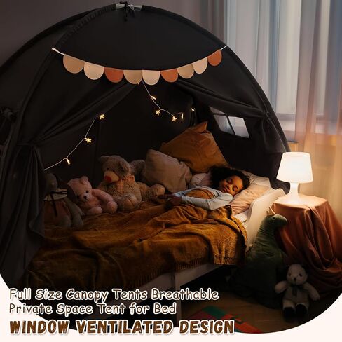 Twin Size Bed Canopy Bed Tents Dream Tent on Bed Privacy Space Blackout Sleeping Tents Indoor Breathable Portable Cottage Drafty Room Floor Bed Tents (Black) in Saudi Arabia