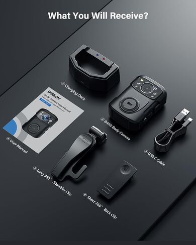 BOBLOV B4K5 128GB 4K Body Camera,3400mAh IP68 Waterproof GPS Police Body Cams for 11Hrs Video Record, Provide Charging Dock, Night Vision Video Camcorder for Personal, Guard Civilians(128GB) in Saudi Arabia