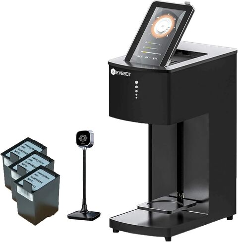 Mini Coffee Latte Art Printer EB-FM1 Photo Selfie Printer for DIY Pictures, Patterns, text and QR codes on Coffee, Cocktail, yogurt, Cake and Cookies (EB-FM1 + Brown, Gold, Green) in Kuwait