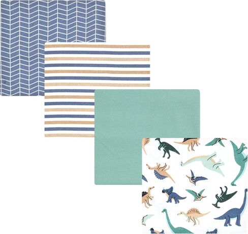 Hudson Baby Unisex Baby Cotton Rich Flannel Receiving Blankets 4-Pack, Dino Friends, One Size in Saudi Arabia