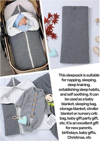 Baby Receiving Blanket Boys Girls Soft Knit Swaddle Warm Newborn Wrap Sleeping Bag for Infant 0-12 Months Green in Saudi Arabia