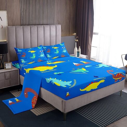 Girls Horse Sheet Set Kids Cartoon Farmhorse Floral Bedding Set for Toddler Baby Girl Pink Blue Stripe Bed Sheets Breathable Spirit Horse Animal Bed Sheet Set Room Decor Bed Set Full Size in Saudi Arabia