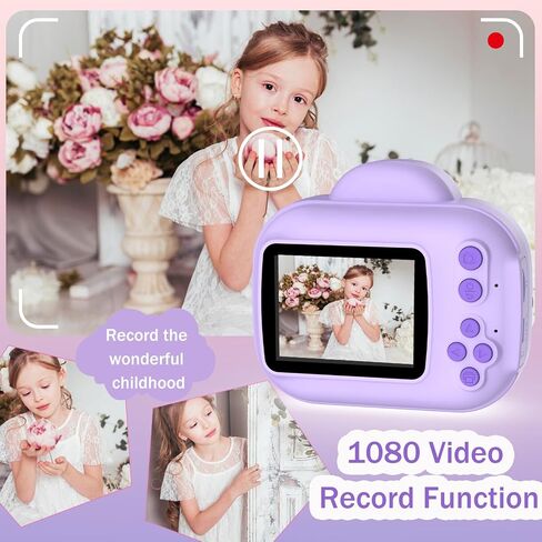 Kids Camera Toys, Instant Print Camera for Kids, Toddler Cameras for Girls Boys,1080P HD Digital Cameras, Portable Travel Toys for Girls 4 5 6 7 8 9 10 Year Old with SD Card (Purple) in Saudi Arabia