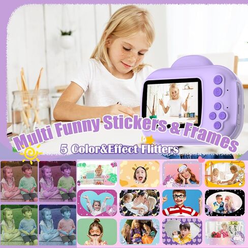 Kids Camera Toys, Instant Print Camera for Kids, Toddler Cameras for Girls Boys,1080P HD Digital Cameras, Portable Travel Toys for Girls 4 5 6 7 8 9 10 Year Old with SD Card (Purple) in Saudi Arabia