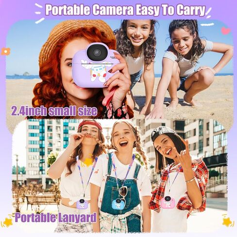 Kids Camera Toys, Instant Print Camera for Kids, Toddler Cameras for Girls Boys,1080P HD Digital Cameras, Portable Travel Toys for Girls 4 5 6 7 8 9 10 Year Old with SD Card (Purple) in Saudi Arabia