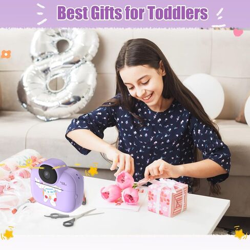 Kids Camera Toys, Instant Print Camera for Kids, Toddler Cameras for Girls Boys,1080P HD Digital Cameras, Portable Travel Toys for Girls 4 5 6 7 8 9 10 Year Old with SD Card (Purple) in Saudi Arabia