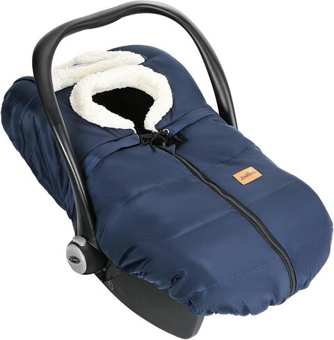 Zooawa Car Seat Cover for Babies, Winter Infant Car Seat Cover with Visible Mesh Window, Waterproof & Coldproof Carseat Cover with "T" Shape Zipper for Most Newborn Car Seat, Indigo in Saudi Arabia