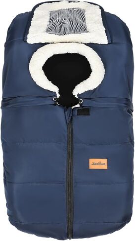 Zooawa Car Seat Cover for Babies, Winter Infant Car Seat Cover with Visible Mesh Window, Waterproof & Coldproof Carseat Cover with "T" Shape Zipper for Most Newborn Car Seat, Indigo in Saudi Arabia