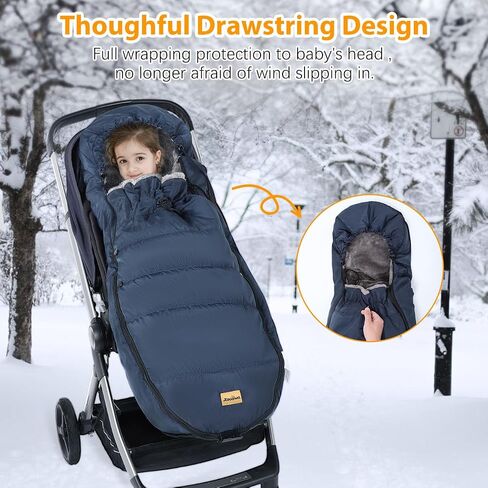 Zooawa Car Seat Cover for Babies, Winter Infant Car Seat Cover with Visible Mesh Window, Waterproof & Coldproof Carseat Cover with "T" Shape Zipper for Most Newborn Car Seat, Indigo in Saudi Arabia