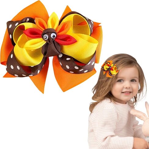 Fall Thanksgiving Hair Clips Turkey Bow Hair Accessories for Women Girls Autumn Turkey Handcrafted Hairpins Orange Red Alligator Hair Barrettes for Girls Thanksgiving Party Supplies Decor in Saudi Arabia