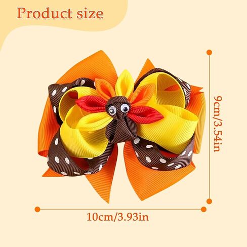 Fall Thanksgiving Hair Clips Turkey Bow Hair Accessories for Women Girls Autumn Turkey Handcrafted Hairpins Orange Red Alligator Hair Barrettes for Girls Thanksgiving Party Supplies Decor in Saudi Arabia
