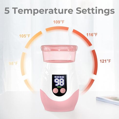 سخان زجاجات محمول للسفر، جهاز تسخين زجاجات الأطفال بدون سلك، سخان زجاجات قابل لإعادة الشحن مع 8 محولات، 1 حاوية مسحوق الحليب، متوافق مع معظم الزجاجات، تسخين سريع، أبيض in Kuwait
