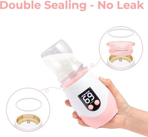 سخان زجاجات محمول للسفر، جهاز تسخين زجاجات الأطفال بدون سلك، سخان زجاجات قابل لإعادة الشحن مع 8 محولات، 1 حاوية مسحوق الحليب، متوافق مع معظم الزجاجات، تسخين سريع، أبيض in Kuwait