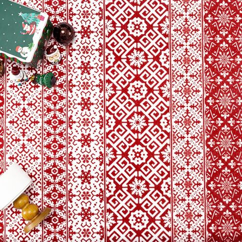 Christmas Area Rug 2x3 Red Snowflake Plaid Decorative Doormat Entryway Kitchen Washable Non Slip Soft Low Pile Small Carpet for Living Room Bedroom Entrance Dining Room Bathroom in Kuwait