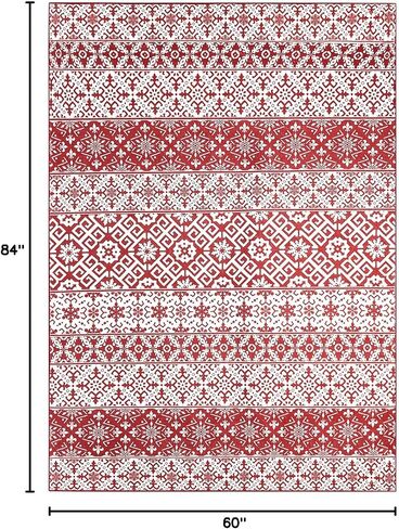 Christmas Area Rug 2x3 Red Snowflake Plaid Decorative Doormat Entryway Kitchen Washable Non Slip Soft Low Pile Small Carpet for Living Room Bedroom Entrance Dining Room Bathroom in Kuwait
