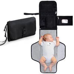 Portable Baby Diaper Changing Pad Smart Organized Diaper Change Travel Bag with Wipe Dispenser and Waste Bag Dispenser. Infant Gift